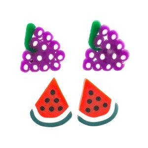 🖤 Sweet Fruit Fashion Post Earrings NEW Cluster of Grapes or Watermelon Slices